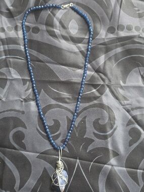 Lapis Lazuli Beans And Pendant Home Made Wire Wrapped Stone
